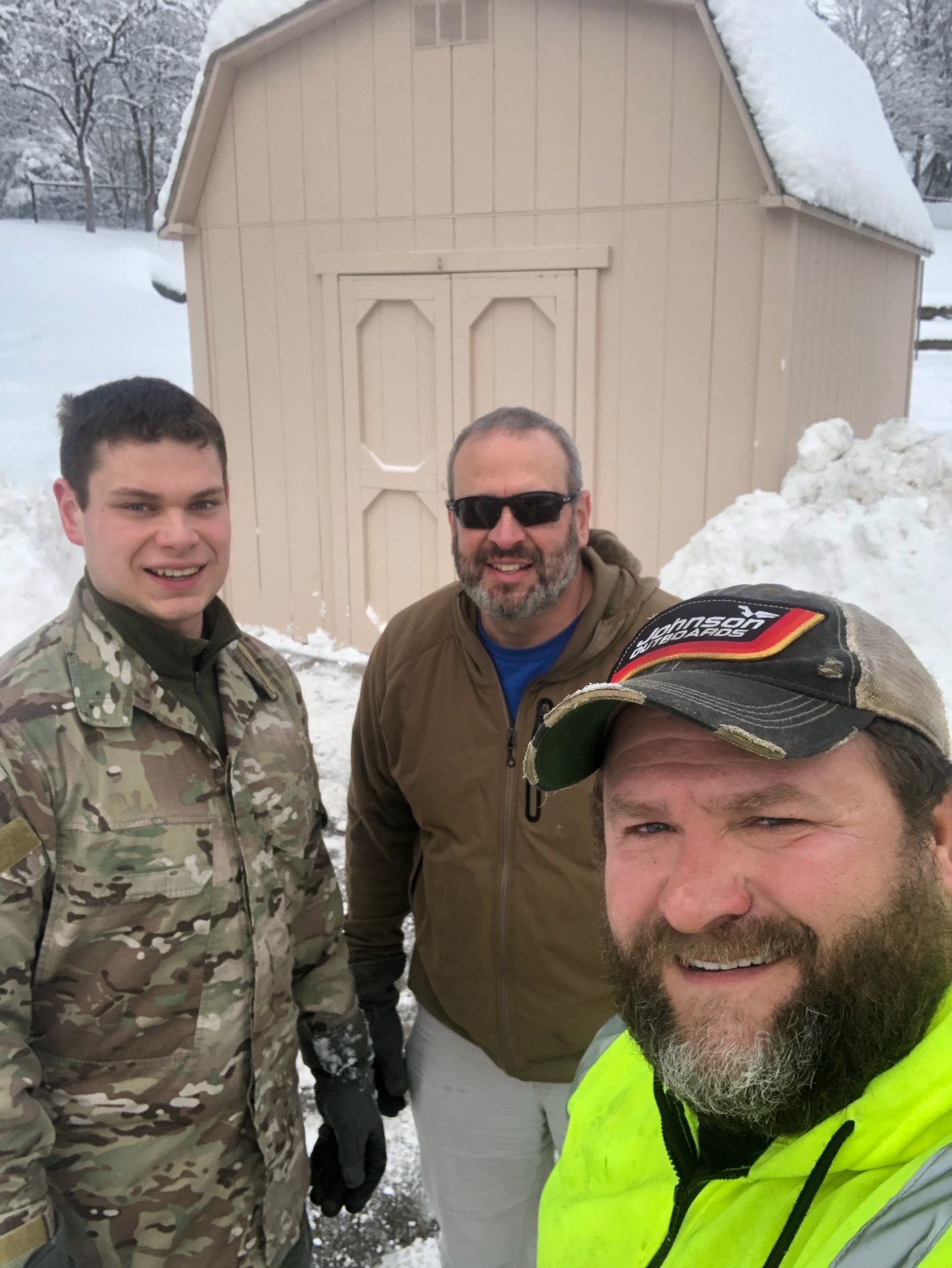 Removing snow in the parking lot